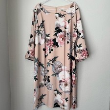 Calvin Klein Floral Bell Sleeve Sheath Dress 24W Wedding Party Careerwear Office
