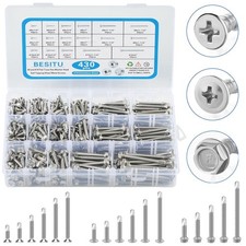 430Pcs Self Tapping Screws for Metal, 410 Stainless Steel 8 10 Sheet Metal S...