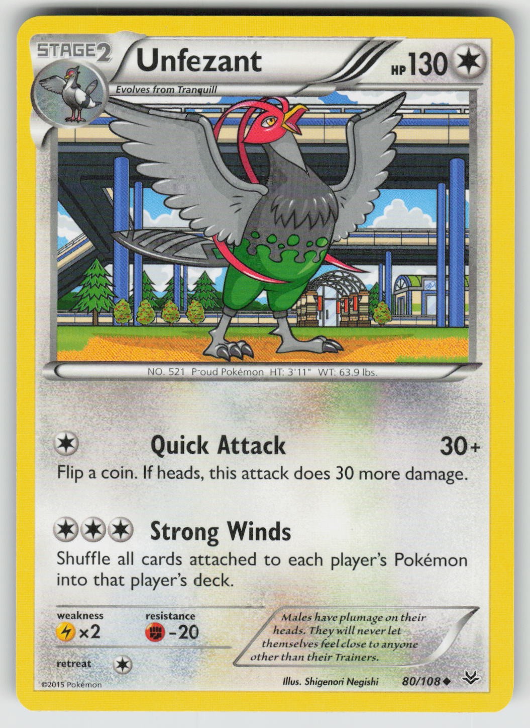 Unfezant 80/108 Uncommon Roaring Skies Pokemon Near Mint