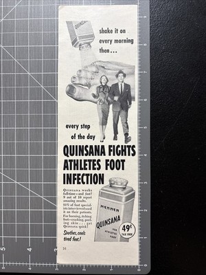 1953 Print Ad Mennen Quinsana Fights Athletes Foot Man Woman Walking