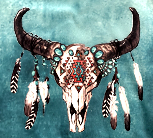 Native American Style Turquoise Western Aztec Hoodie w/Kangaroo Pocket - Size L - Picture 3 of 5