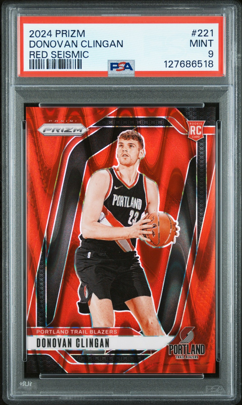 2024 PANINI PRIZM RED SEISMIC #221 DONOVAN CLINGAN 59/299 PSA 9