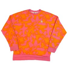 Adidas Tie Dye Sweatshirt Girls Size Large Orange/Pink Youth Crewneck Streetwear