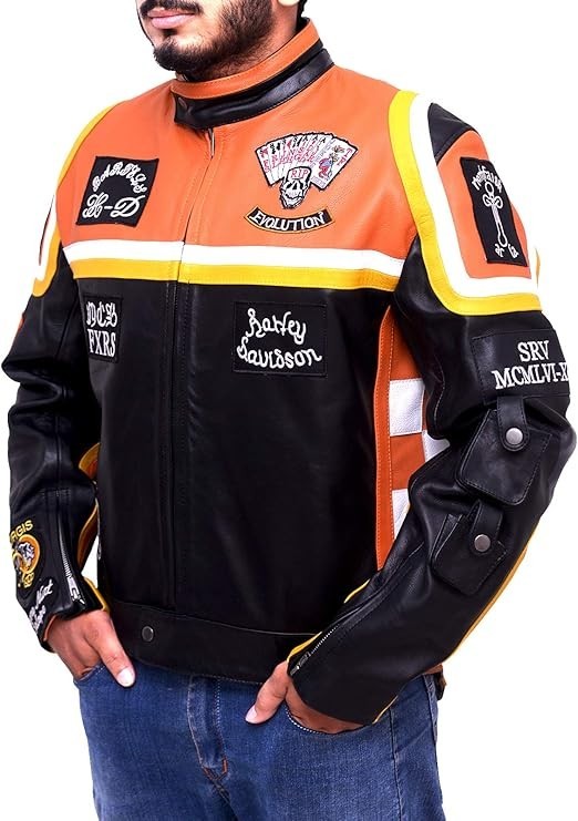 Harley Davidson Mickey Rourke Don Johnson Motorcycle Biker Real Leather Jacket
