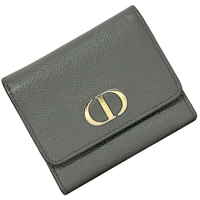 Christian Dior 30 Montaigne dreifach faltbare Geldbörse grau Leder authentisc... - Bild 1 von 4
