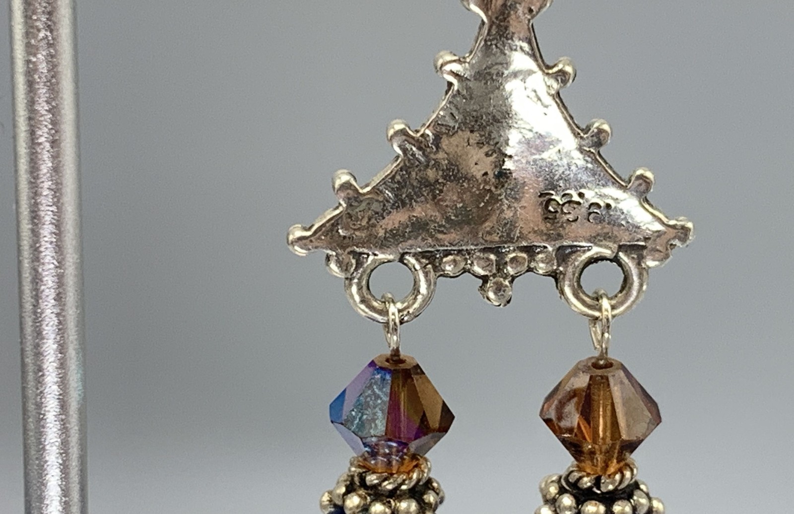 Triangular Shaped Sterling Silver Lever Back Earr… - image 5