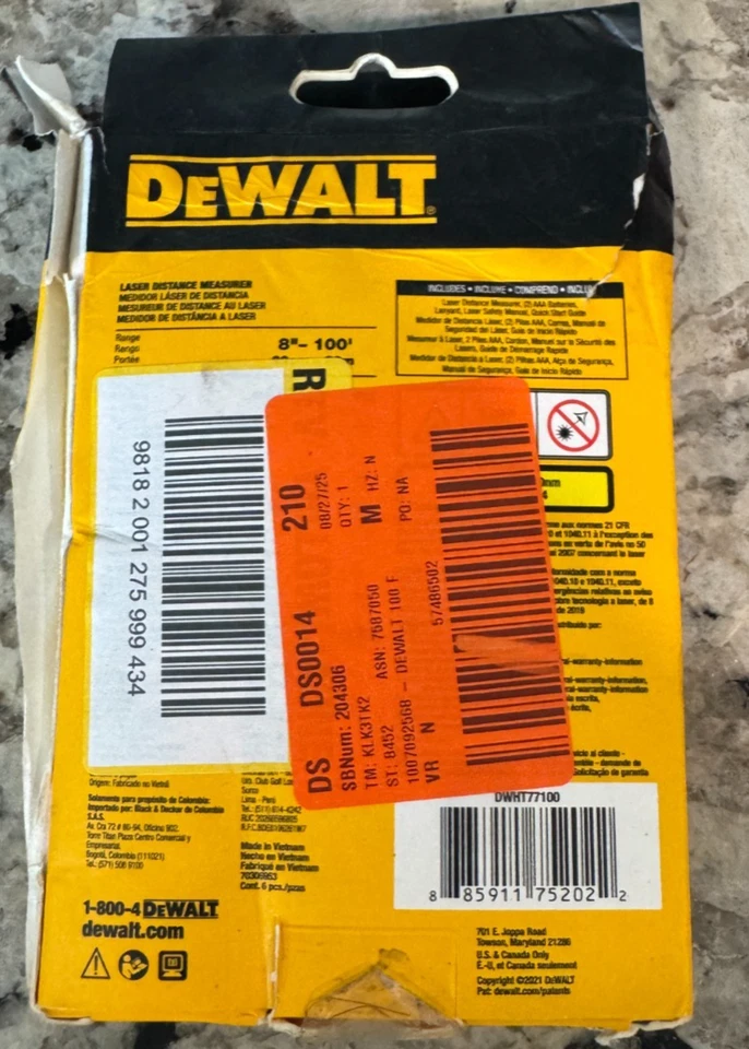 Medidor de distancia láser DEWALT 100 pies, DWHT77100 Foto 2 de 2