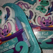 Lilo And Stitch Bath Sponges, Crayon  Bag. Fun In The Tub. Set Of 2. New