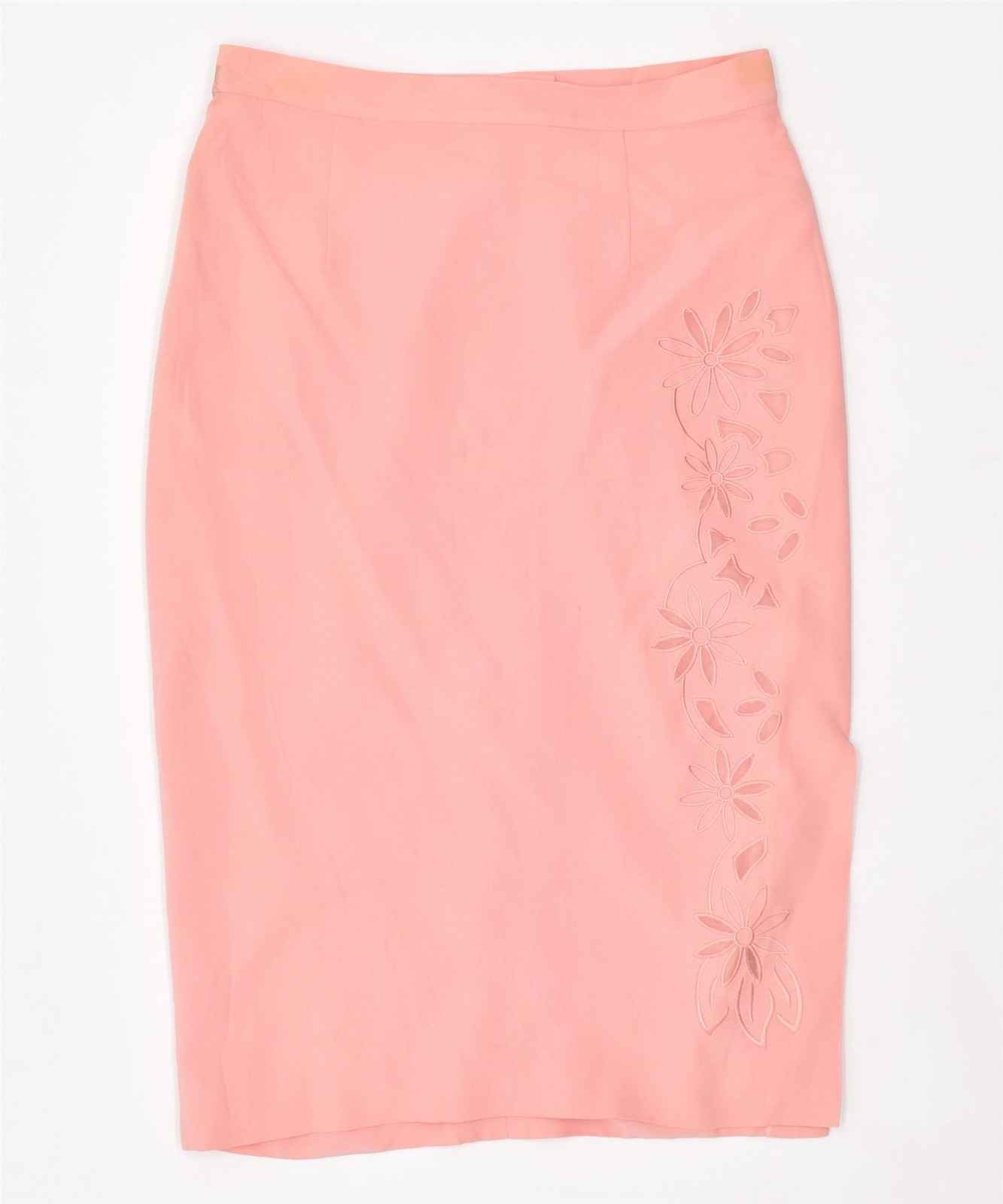 Vintage Pink Floral Acetate Maxi Skirt Womens Size IT 46 Large W30 MB11-image