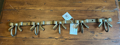 Pottery Barn Kids AVA RIBBON Cast Brass Hook Rack. 24'' New ** missing screws **