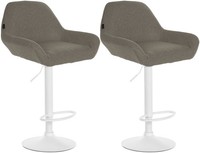2Er Set Barhocker Braga Stoff Weiß Taupe