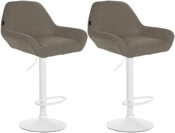 2Er Set Barhocker Braga Stoff Weiß Taupe-image