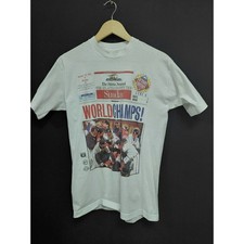 Fruit of the Loom World Champs Graphic T-Shirt White Short Sleeve Jersey Size M