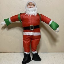 Vintage Nylon Santa Plush Parachute Material Plastic Face