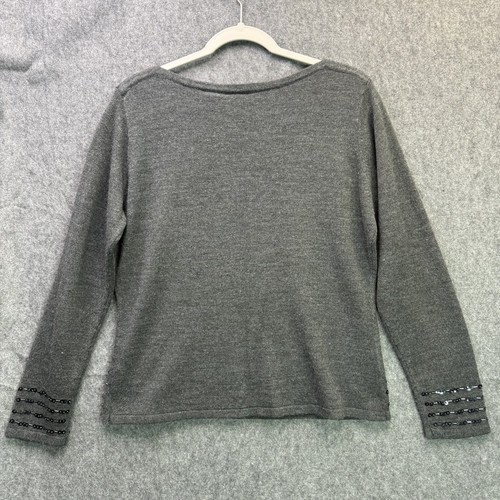 Christopher & Banks Sweater Women's Gray Medium Acrylic Beaded - Picture 10 of 11