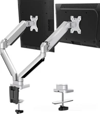 MOUNTUP Dual Monitor Desk Mount, Matte Silver 