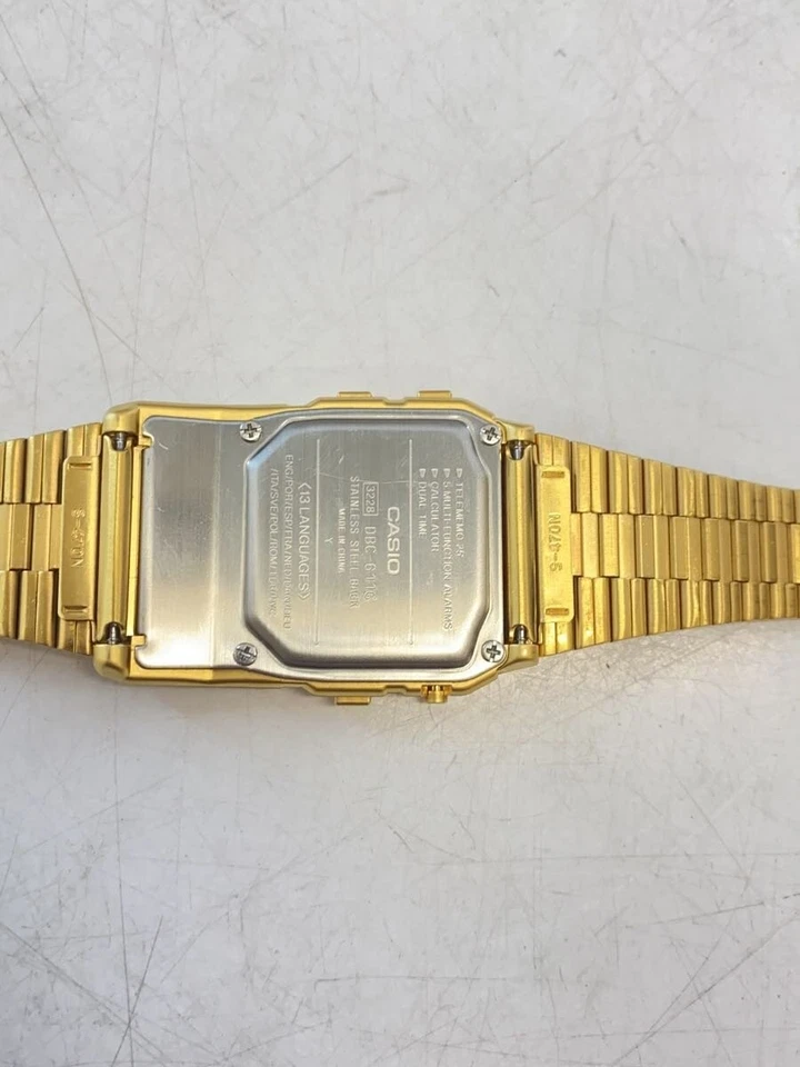 CASIO DBC 611G databank quartz wristwatch digital stainless BLK GLD - Image 3 of 4
