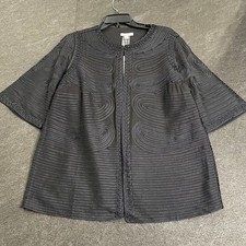 CHICO'S Travelers Collection Soutache Jacket Women's Size M Black