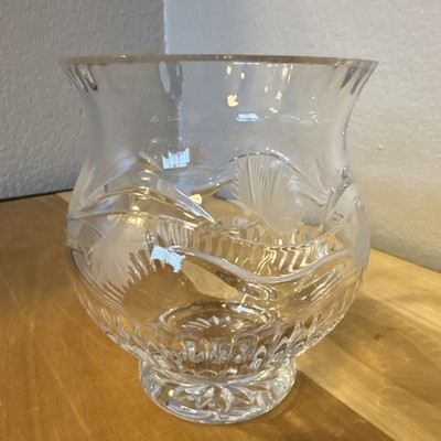 Rogaska Crystal Cut Glass Vase   Heavy Lead Crystal   Slovenia Floral