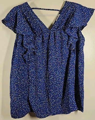 Hailey & Co Blouse Size Medium Blue Colorful Top