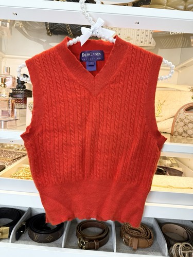 Ralph Lauren Purple Label, Ralph Lauren Collection Purple Label Red Cashmere Cableknit Vtg Sweater Vest S