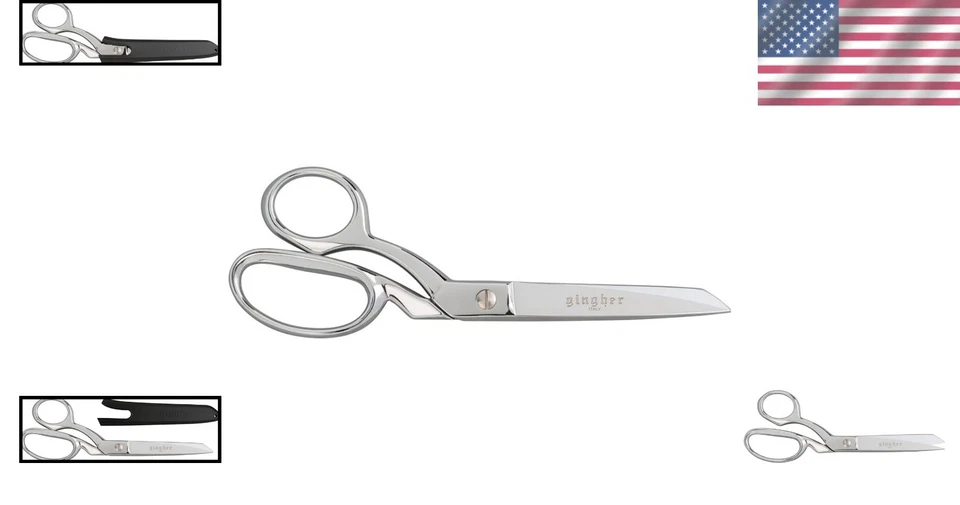 Classic Brushed Chrome 8-Inch Left-Handed Shears - Ideal for Tailoring & Crafts - Image 2 of 4