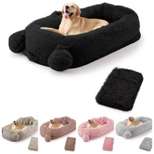 71x45x12in Human Dog Bed for Adults,Plush Foam Lounger w Removable Cover Blanket
