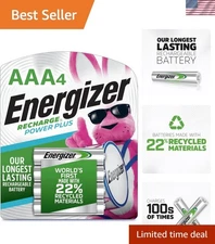 Power Plus 4-Pack AAA Rechargeable Batteries with 800mAh Capacity - Eco-Friendly