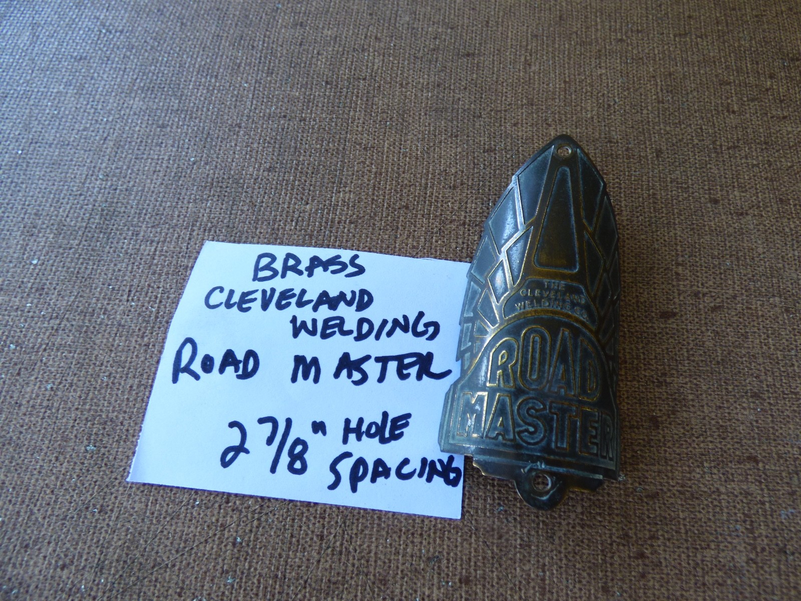 Brass Cleveland Welding Road Master Bike Badge**USED**