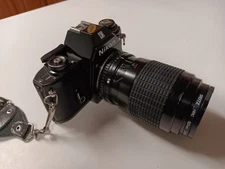 Nikon EM 35mm SLR Film Camera With Sigma Zoom 60-200 4-5.6 Good Condition-as Is