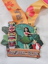 2021 Aloha Run Virtual Finisher Medal Hula Dancer Tiki Tropical Hawaii Running