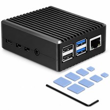 Aluminum Case Passive Cooling Heatsink Fits Raspberry Pi 4 1/2/4/8GB Black
