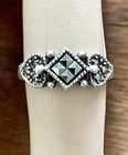 Vintage Sterling 925  Silver Marcasite Ring Geometric Pattern Size 5.3/4
