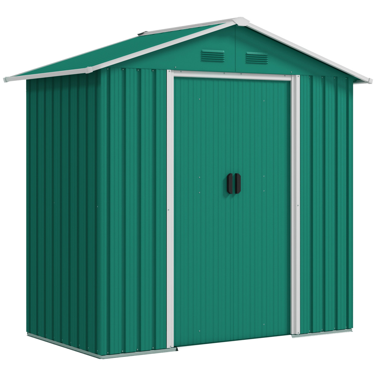 Bobobiy Green 6.5Ft X 3.5Ft Metal Garden Storage Shed For Outdoor Tool Storage With Double Sliding Doors And 4 Vents, - Image 2