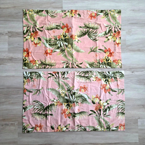 Lot of 2 Tommy Bahama Set Cotton King Pillow Cases Tropical Palm Floral Set - Picture 1 of 6