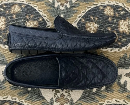Baldinini Suede Blue Slip On Loafers Shoes Moccasins Men's Size 40 Italy Quilted - product listing photo
