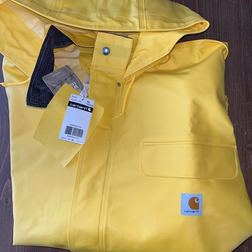 Carhartt Mens Rain Jacket Waterproof Rainstorm Removable Hood Canopy XL *NWT