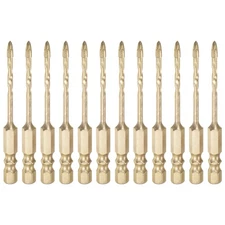 12pcs 3mm (1/8") Titanium Coated Concrete Masonry Drill Bits for Brick Glass