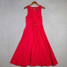 Anthropologie Plenty by Tracy Reese Midi Dress Women's 4 Red Lace-Up Corseted