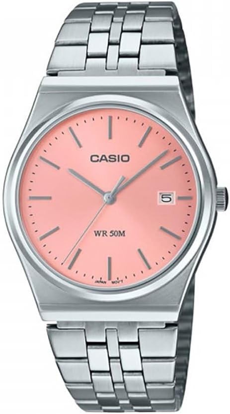 Montre Casio MTP-B145D-4AV en acier inoxydable argenté avec cadran rose