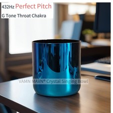 Cosmic 432Hz Perfect Pitch G Throat Chakra Quartz Crystal Singing Bowl +Bag