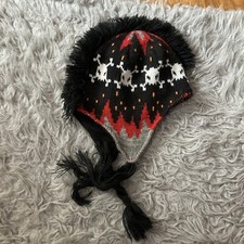 Kids Boys Skull Fleece Mohawk Trapper Hat Size 8-16