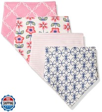 Touched by Nature Unisex Baby Organic Cotton Bandana Bibs, Flower, One Size