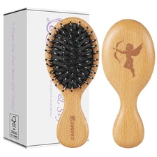 Hair Brush, Pocket Mini Travel Boar Bristle Hairbrush for Brown, White, Black 