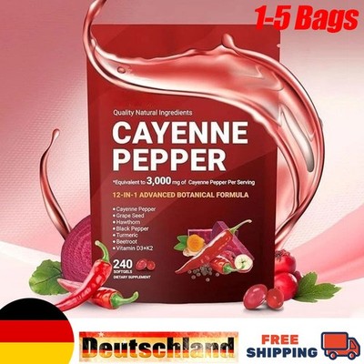 Cayenne Pepper 240 Softgels Supplement, Supports Improve Leg Vein