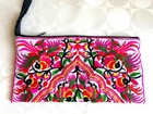 Hmong Embroidered Clutch Bag Blue Peacock PatternThailand Boho Wristlet 12 x 6 — photo 1