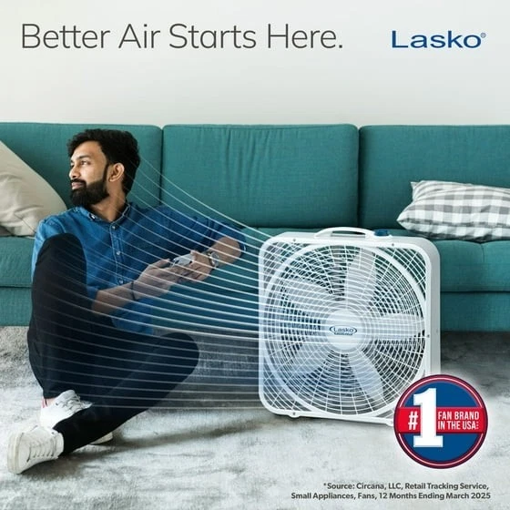 Lasko 20 pol. Ventilador de caixa de desempenho 3 velocidades branco proteção climática 3720 Lasko 3720 - Imagem 2 de 4