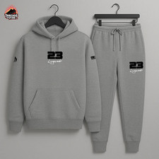 Men's Grey Black Hoodie Joggers Sweatsuit To Match Wolf Grey Tracksuit 2pc Set