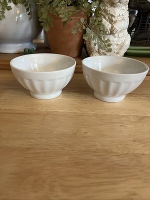 Small BIA White Ribbed Bowls (2)Cafe Au Lait Style