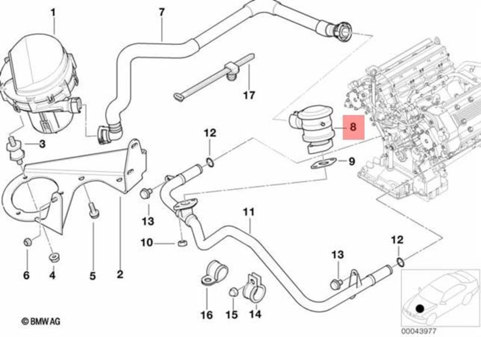 Válvula de recirculación de gases de escape originales BMW E36 E39 E52 EGR OEM 11721433713 Foto 2 de 2